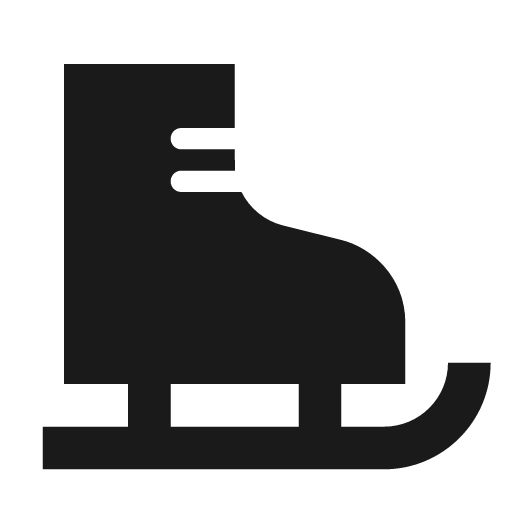 Baseline ice skating icon, solid style, from Google Material Icons