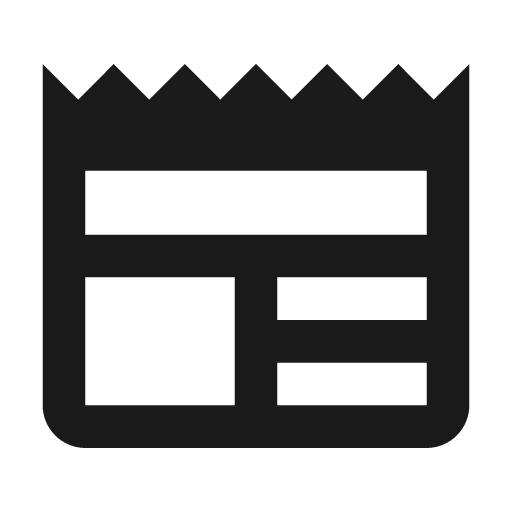 Baseline newspaper icon, solid style, from Google Material Icons