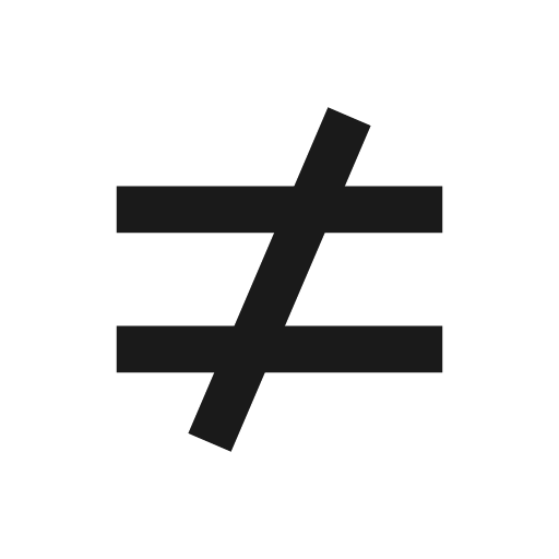 Baseline not equal icon, solid style, from Google Material Icons