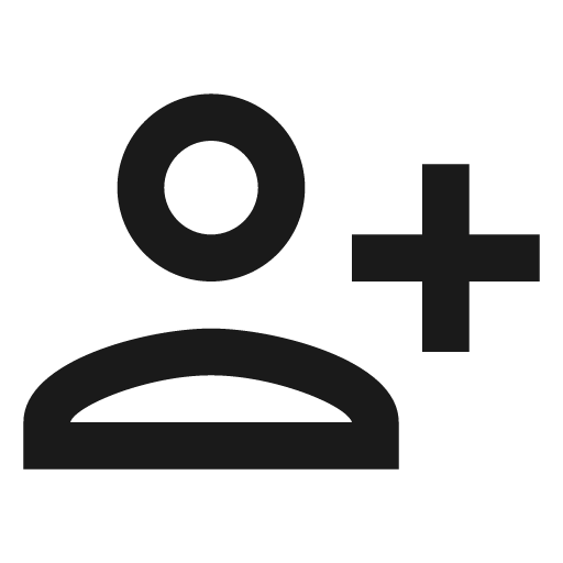 Baseline person add alt icon, solid style, from Google Material Icons