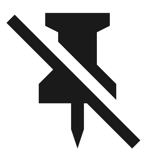 Baseline pin off icon, solid style, from Google Material Icons