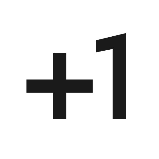 Baseline plus one icon, solid style, from Google Material Icons