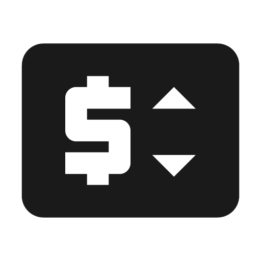 Baseline price change icon, solid style, from Google Material Icons