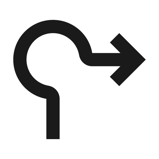 Baseline roundabout right icon, solid style, from Google Material Icons
