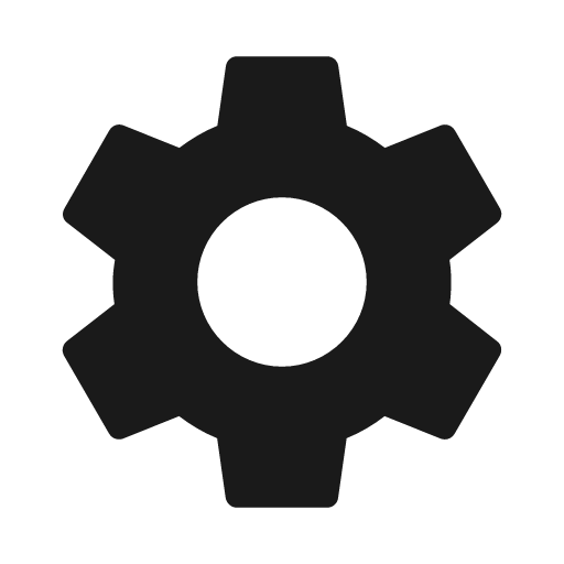 Baseline settings icon, solid style, from Google Material Icons