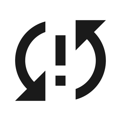 Baseline sync problem icon, solid style, from Google Material Icons