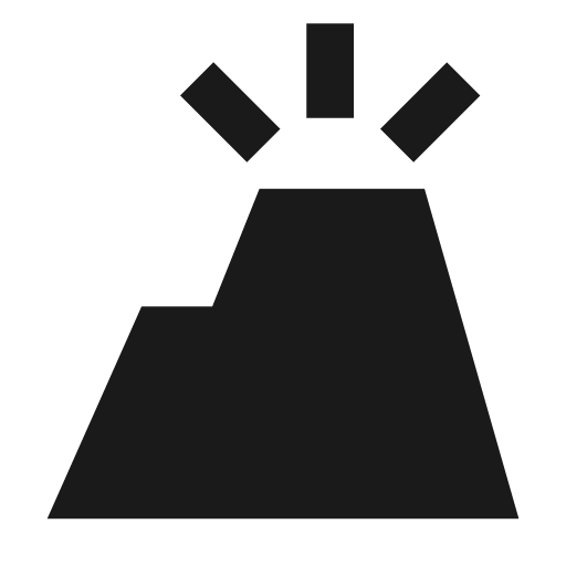 Baseline volcano icon, solid style, from Google Material Icons