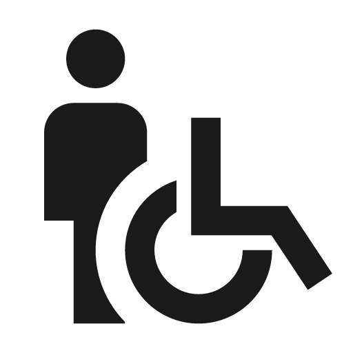 Baseline wheelchair pickup icon, solid style, from Google Material Icons