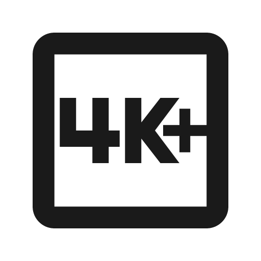 Outline 4k plus icon, solid style, from Google Material Icons