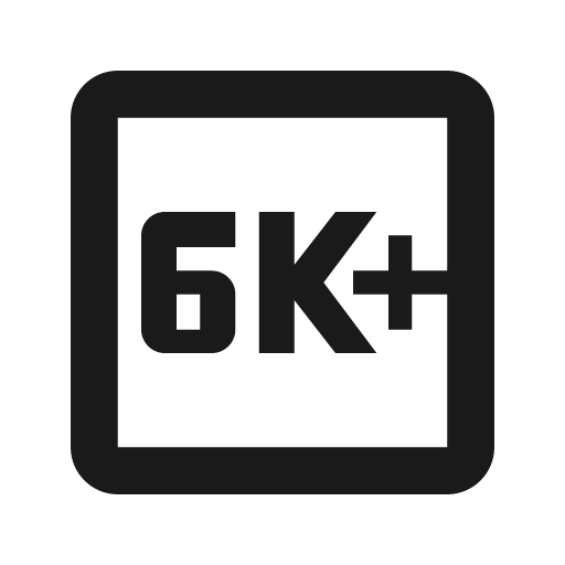 Outline 6k plus icon, solid style, from Google Material Icons
