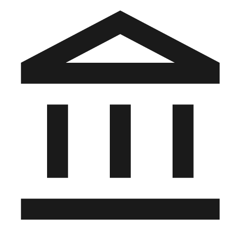 Outline account balance icon, solid style, from Google Material Icons