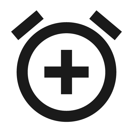 Outline add alarm icon, solid style, from Google Material Icons