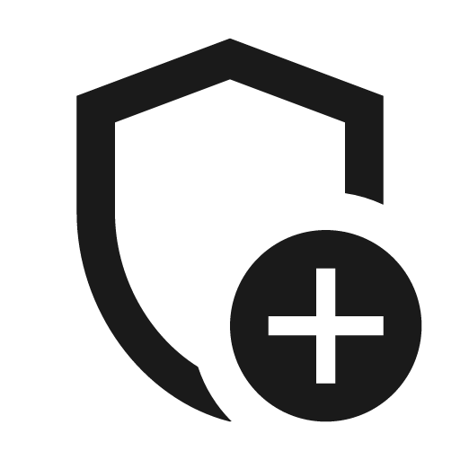 Outline add moderator icon, solid style, from Google Material Icons