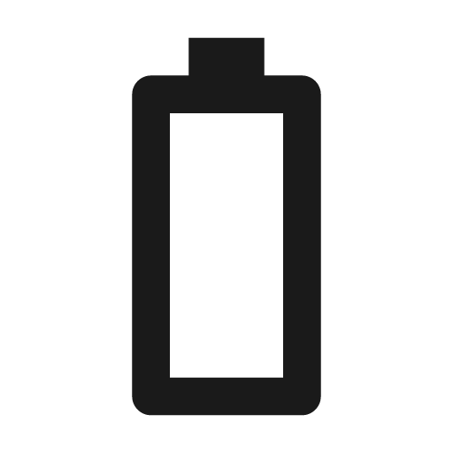 Outline battery 0 bar icon, solid style, from Google Material Icons