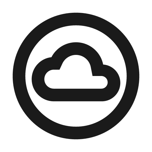 Outline cloud circle icon, solid style, from Google Material Icons