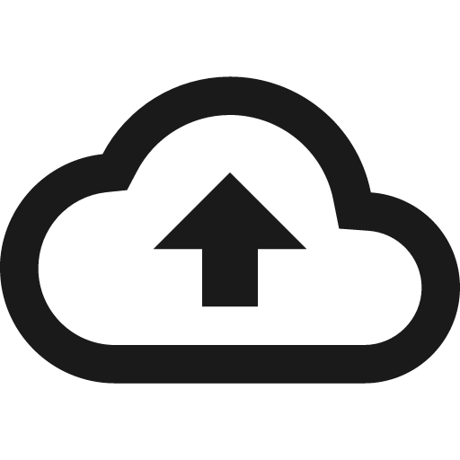 Outline cloud upload icon, solid style, from Google Material Icons