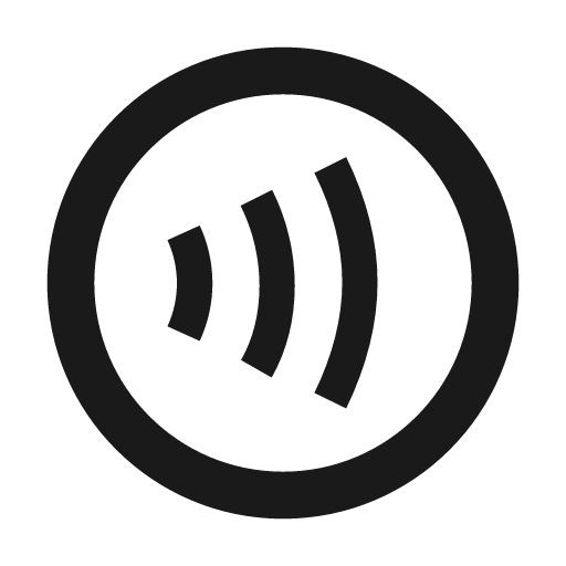 Outline contactless icon, solid style, from Google Material Icons