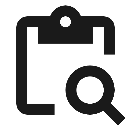 Outline content paste search icon, solid style, from Google Material Icons