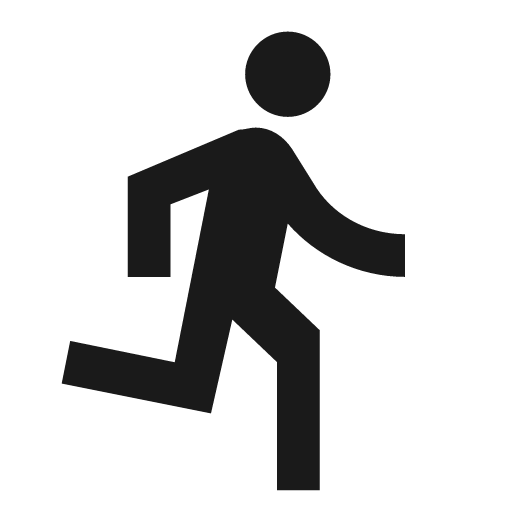 Outline directions run icon, solid style, from Google Material Icons