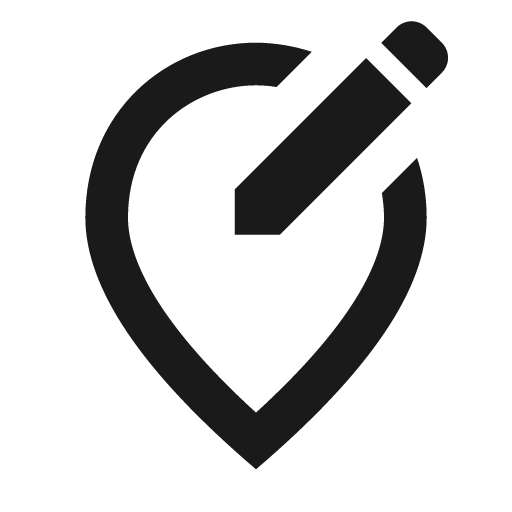 Outline edit location alt icon, solid style, from Google Material Icons