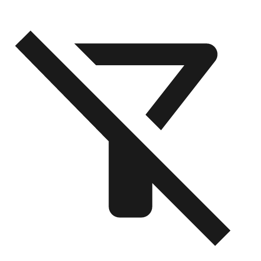 Outline filter alt off icon, solid style, from Google Material Icons