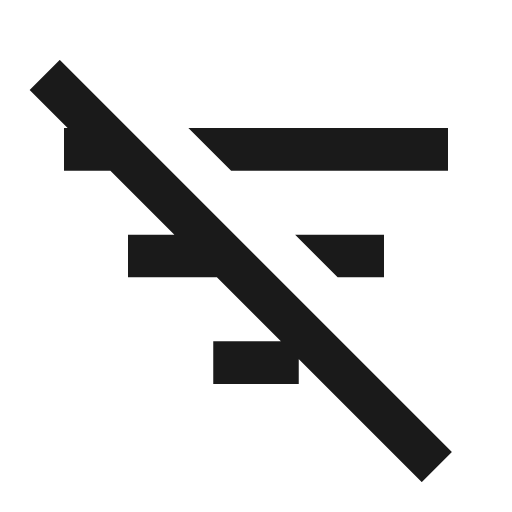 Outline filter list off icon, solid style, from Google Material Icons