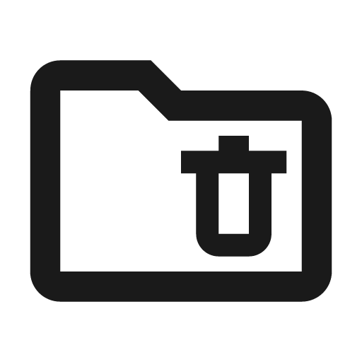 Outline folder delete icon, solid style, from Google Material Icons