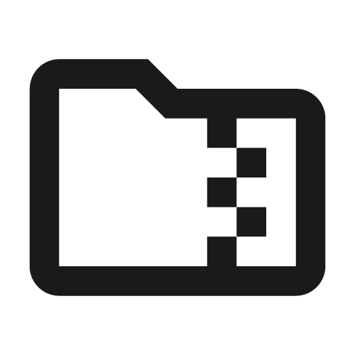 Outline folder zip icon, solid style, from Google Material Icons