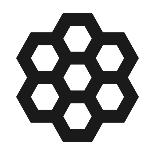 Outline hive icon, solid style, from Google Material Icons