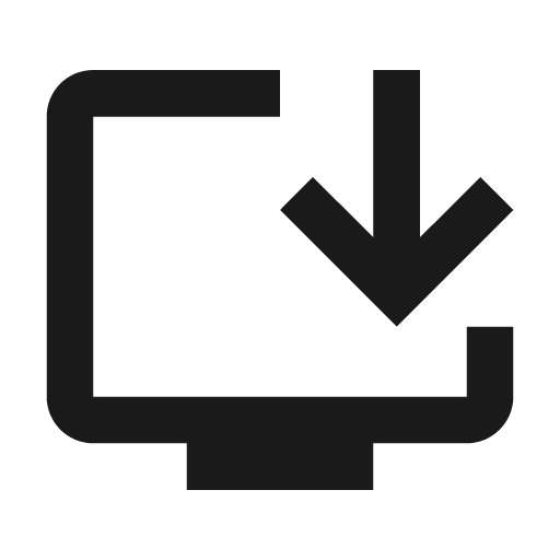 Outline install desktop icon, solid style, from Google Material Icons