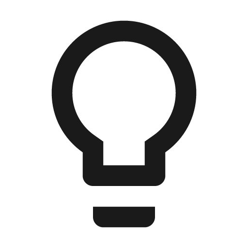 Outline lightbulb icon, solid style, from Google Material Icons