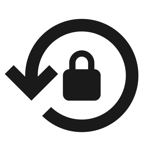 Outline lock reset icon, solid style, from Google Material Icons