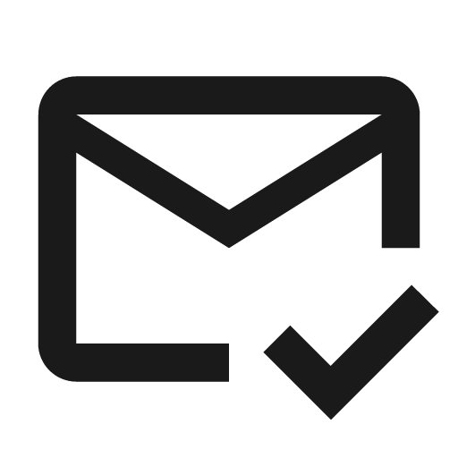 Outline mark email read icon, solid style, from Google Material Icons