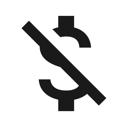 Outline money off csred icon, solid style, from Google Material Icons