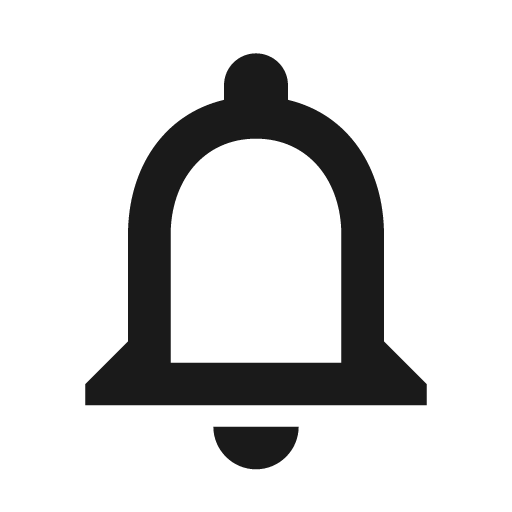 Outline notifications icon, solid style, from Google Material Icons