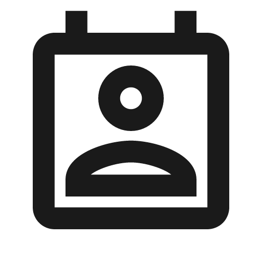 Outline perm contact calendar icon, solid style, from Google Material Icons