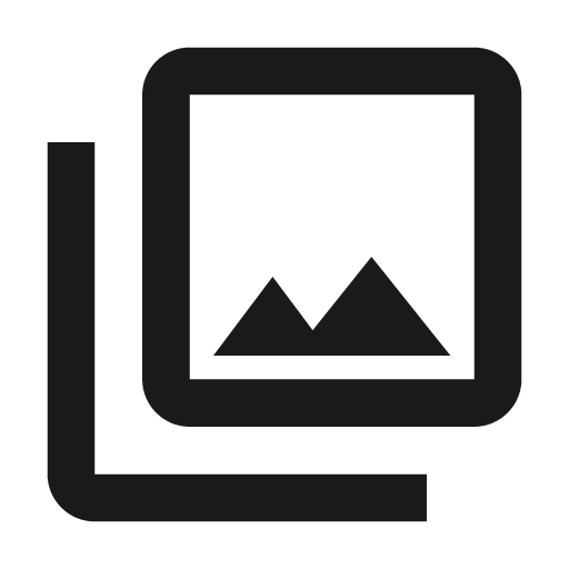 Outline photo library icon, solid style, from Google Material Icons