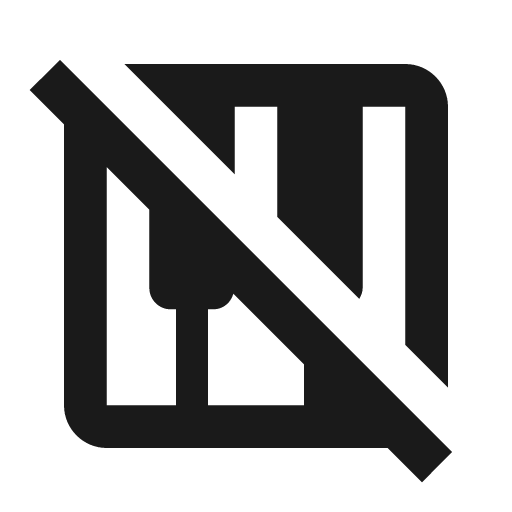 Outline piano off icon, solid style, from Google Material Icons