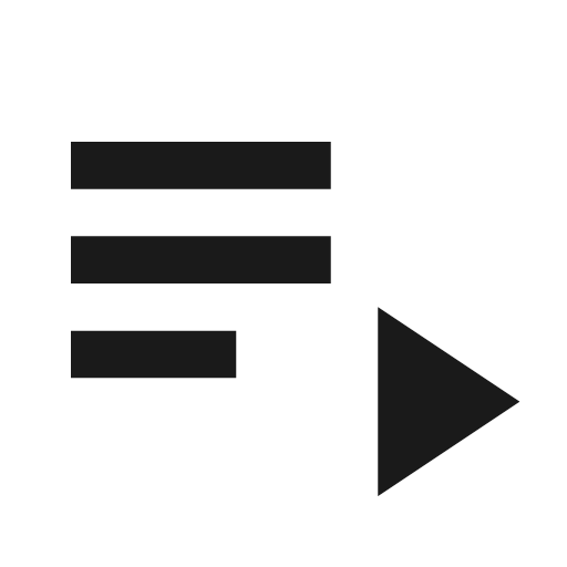 Outline playlist play icon, solid style, from Google Material Icons