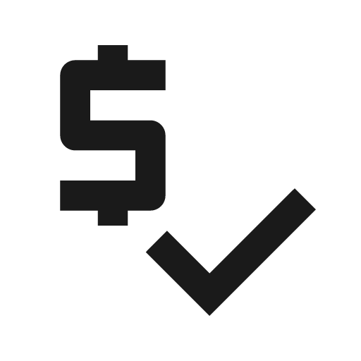 Outline price check icon, solid style, from Google Material Icons