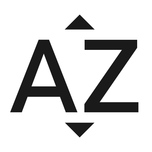 Outline sort by alpha icon, solid style, from Google Material Icons