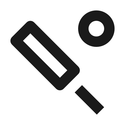 Outline sports cricket icon, solid style, from Google Material Icons