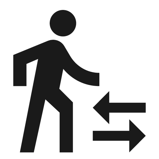 Outline transfer within a station icon, solid style, from Google Material Icons