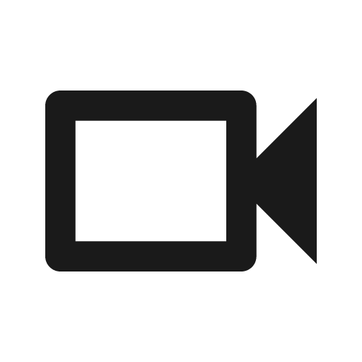 Outline videocam icon, solid style, from Google Material Icons