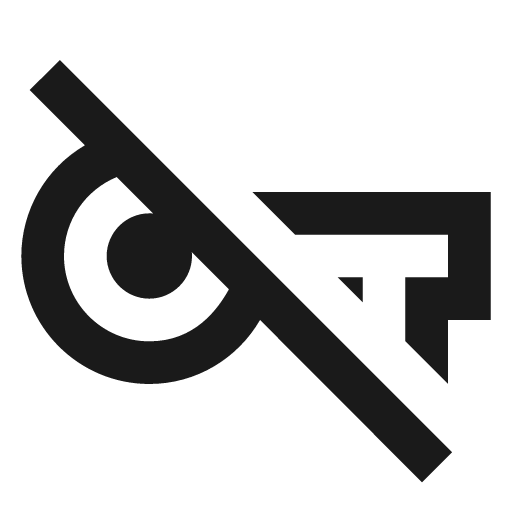 Outline vpn key off icon, solid style, from Google Material Icons