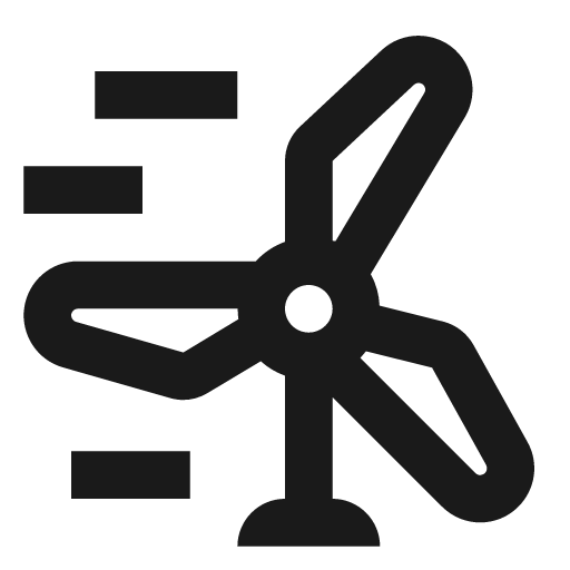 Outline wind power icon, solid style, from Google Material Icons