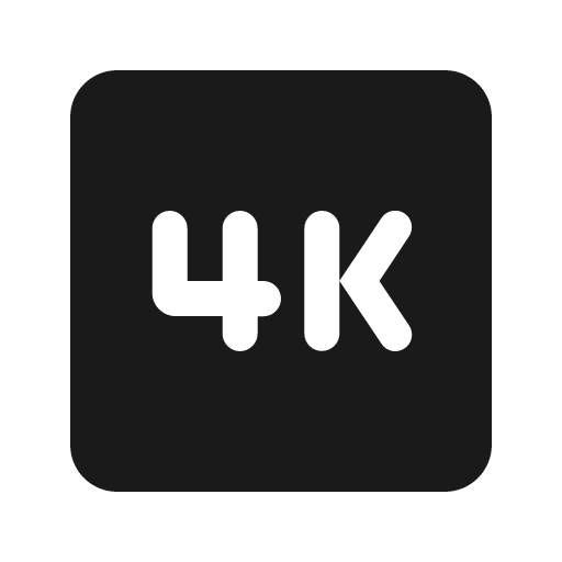 Round 4k icon, solid style, from Google Material Icons