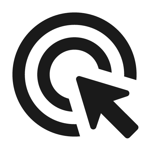 Round ads click icon, solid style, from Google Material Icons
