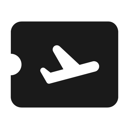 Round airplane ticket icon, solid style, from Google Material Icons