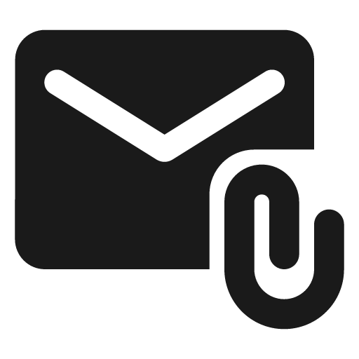 Round attach email icon, solid style, from Google Material Icons